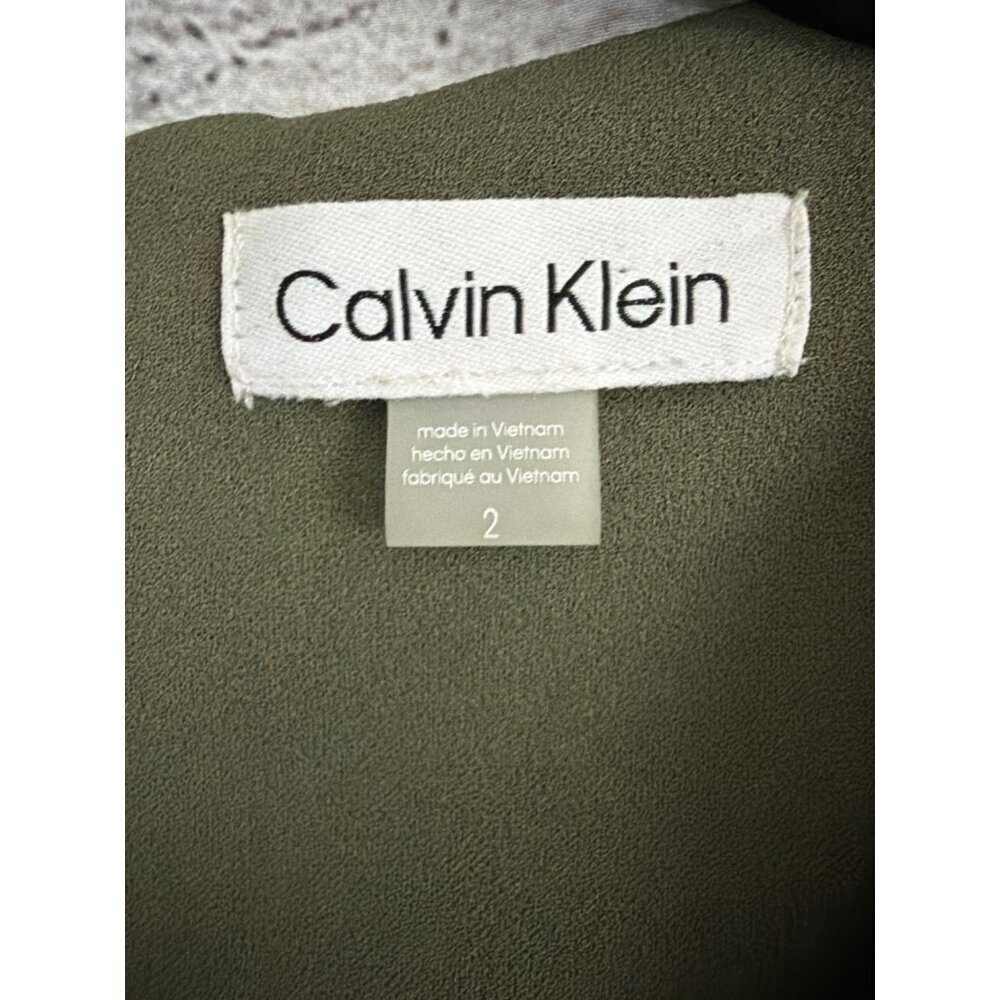 NWT Calvin Klein Olive Green Sleeveless Jumpsuit With Waist Tie Size 2 - Picture 2 of 5
